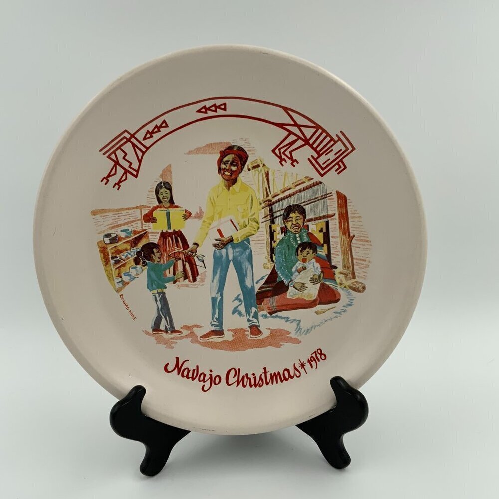 Vtg Navajo Christmas Plate Hand Painted Kay Mallek 1978 8th Issue Ltd Edition